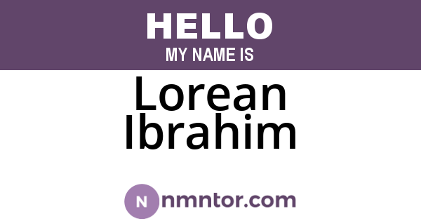 Lorean Ibrahim