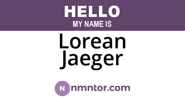 Lorean Jaeger
