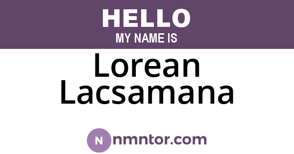 Lorean Lacsamana