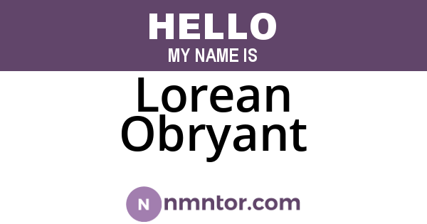 Lorean Obryant