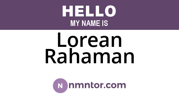Lorean Rahaman