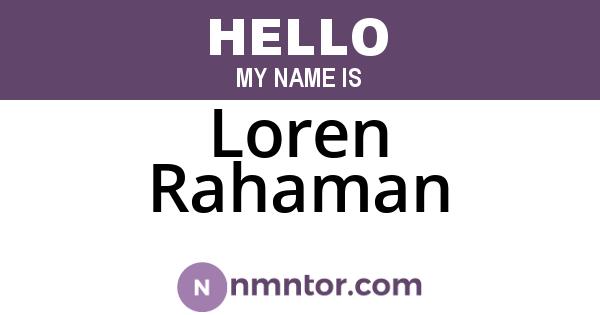 Loren Rahaman