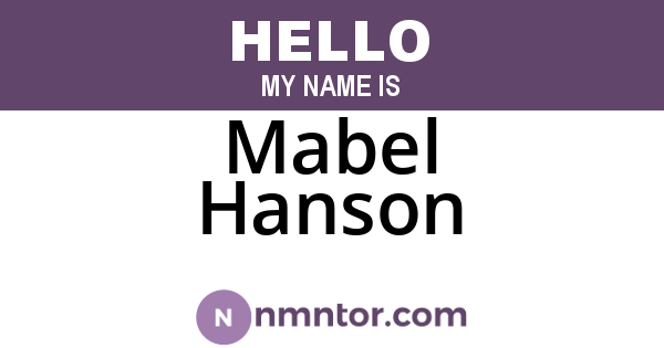Mabel Hanson