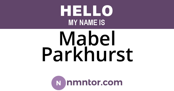 Mabel Parkhurst