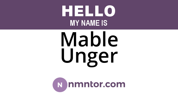 Mable Unger