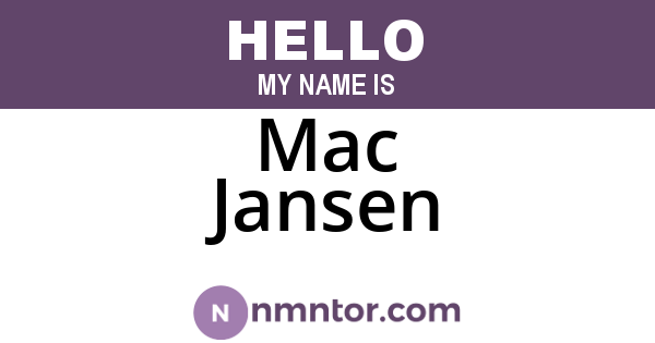 Mac Jansen