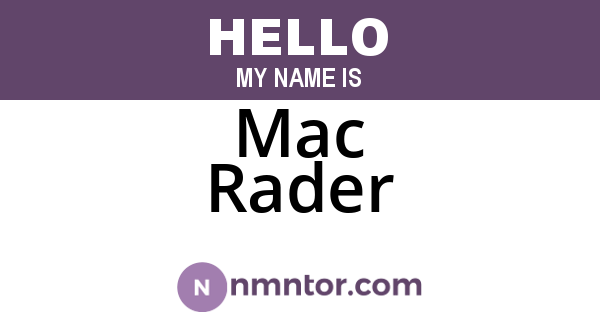 Mac Rader