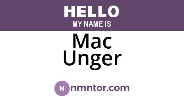 Mac Unger