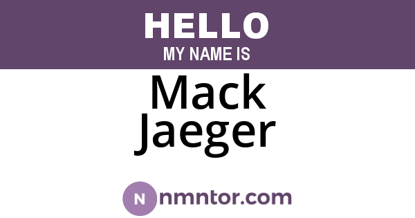 Mack Jaeger