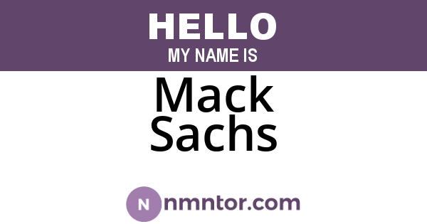 Mack Sachs