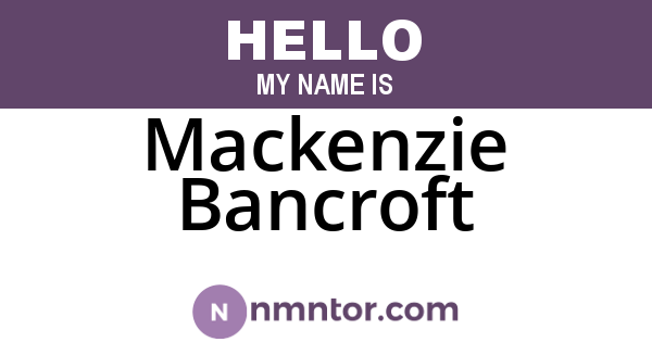 Mackenzie Bancroft