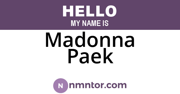 Madonna Paek
