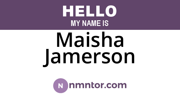 Maisha Jamerson