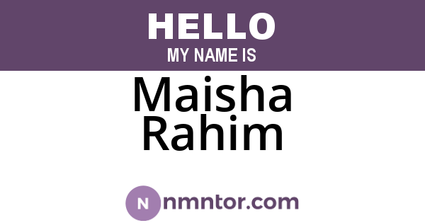 Maisha Rahim
