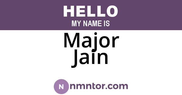 Major Jain