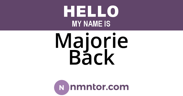 Majorie Back