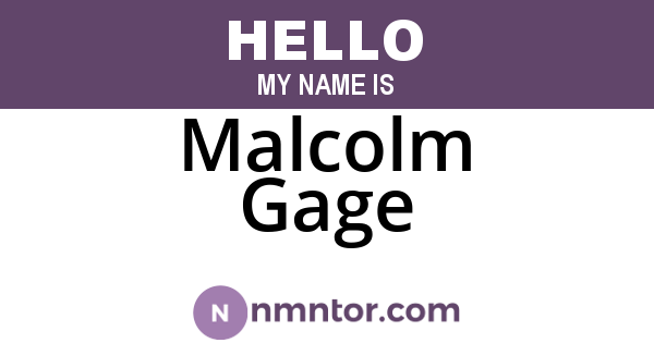 Malcolm Gage