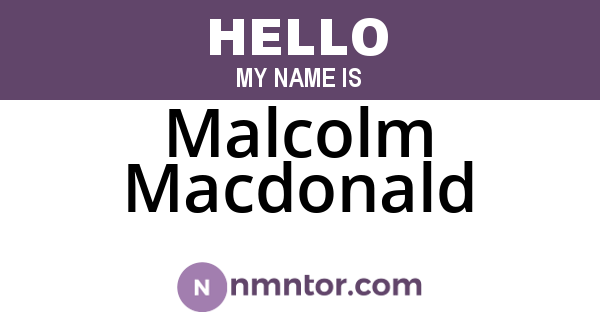 Malcolm Macdonald