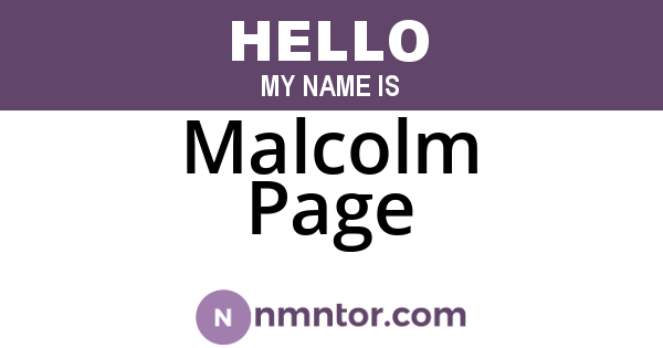 Malcolm Page