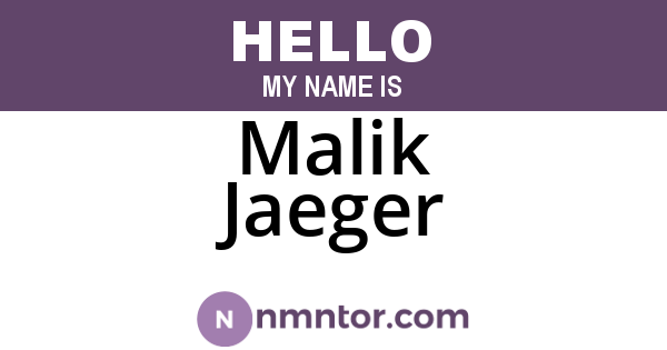 Malik Jaeger