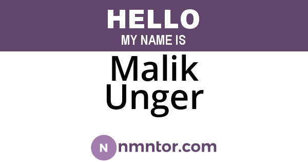 Malik Unger