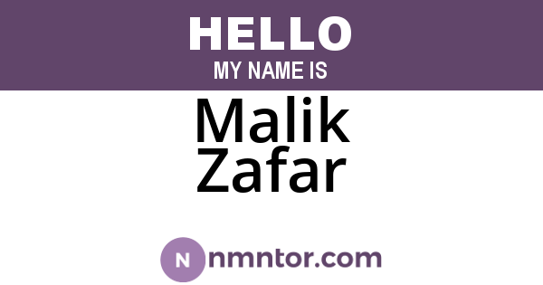 Malik Zafar