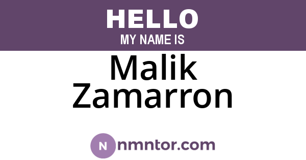 Malik Zamarron