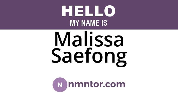 Malissa Saefong