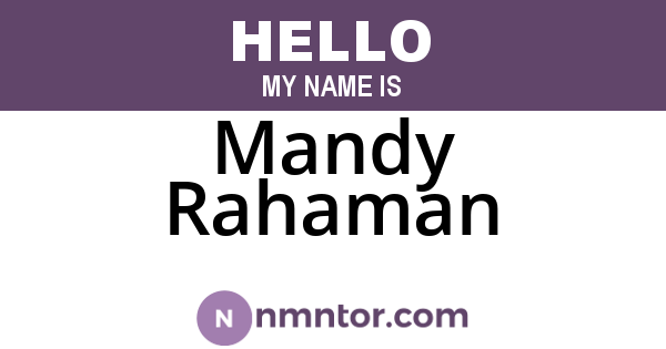 Mandy Rahaman