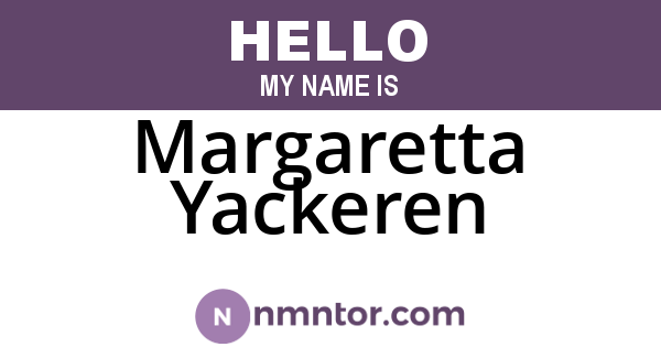 Margaretta Yackeren