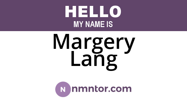 Margery Lang