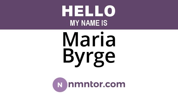 Maria Byrge
