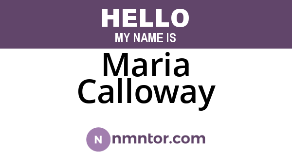 Maria Calloway