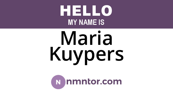 Maria Kuypers