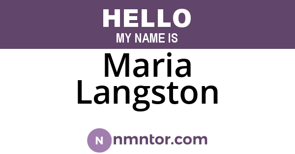 Maria Langston