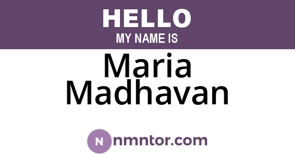 Maria Madhavan