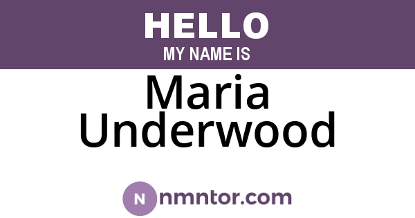 Maria Underwood
