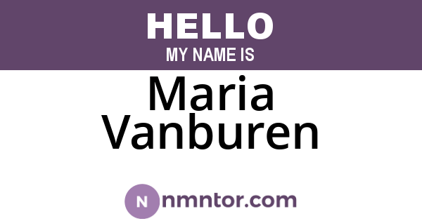 Maria Vanburen
