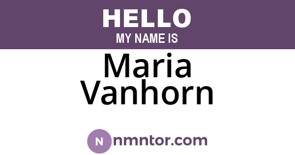 Maria Vanhorn