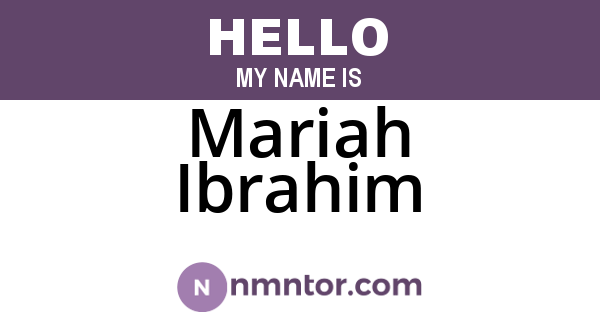 Mariah Ibrahim