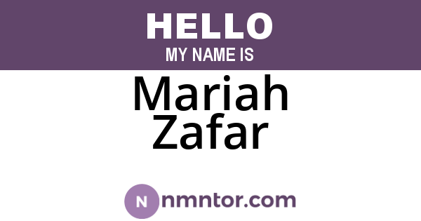 Mariah Zafar