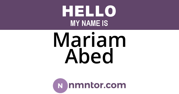 Mariam Abed