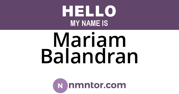 Mariam Balandran