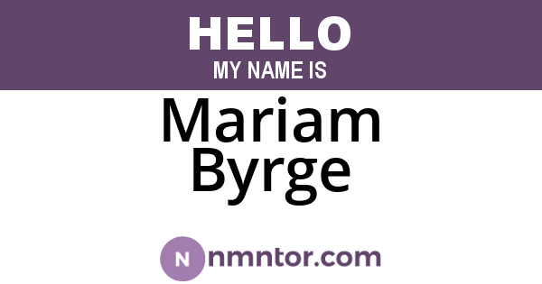 Mariam Byrge