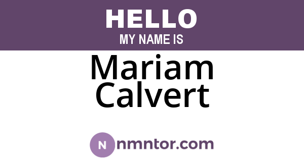 Mariam Calvert