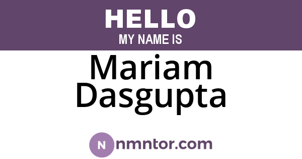 Mariam Dasgupta