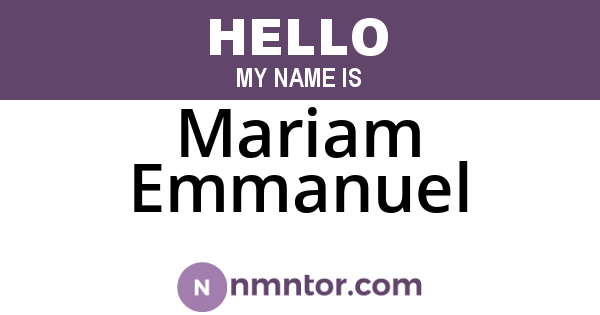 Mariam Emmanuel