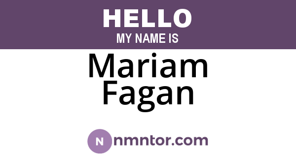 Mariam Fagan