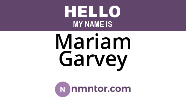 Mariam Garvey