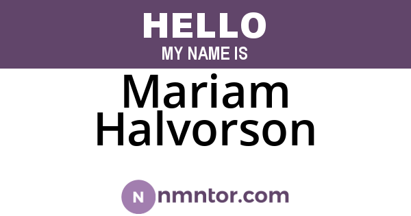 Mariam Halvorson